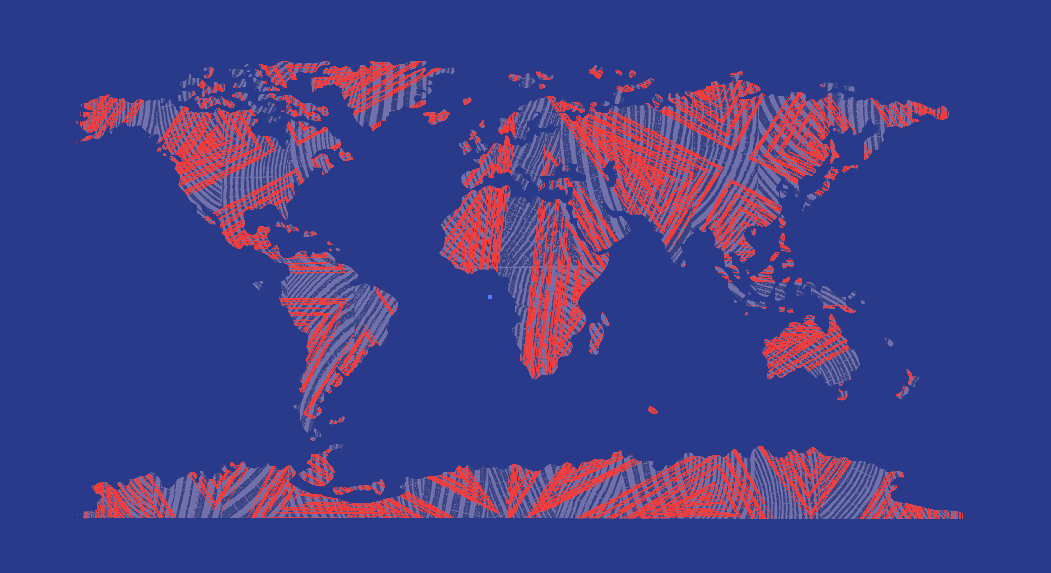Blue and red world map 